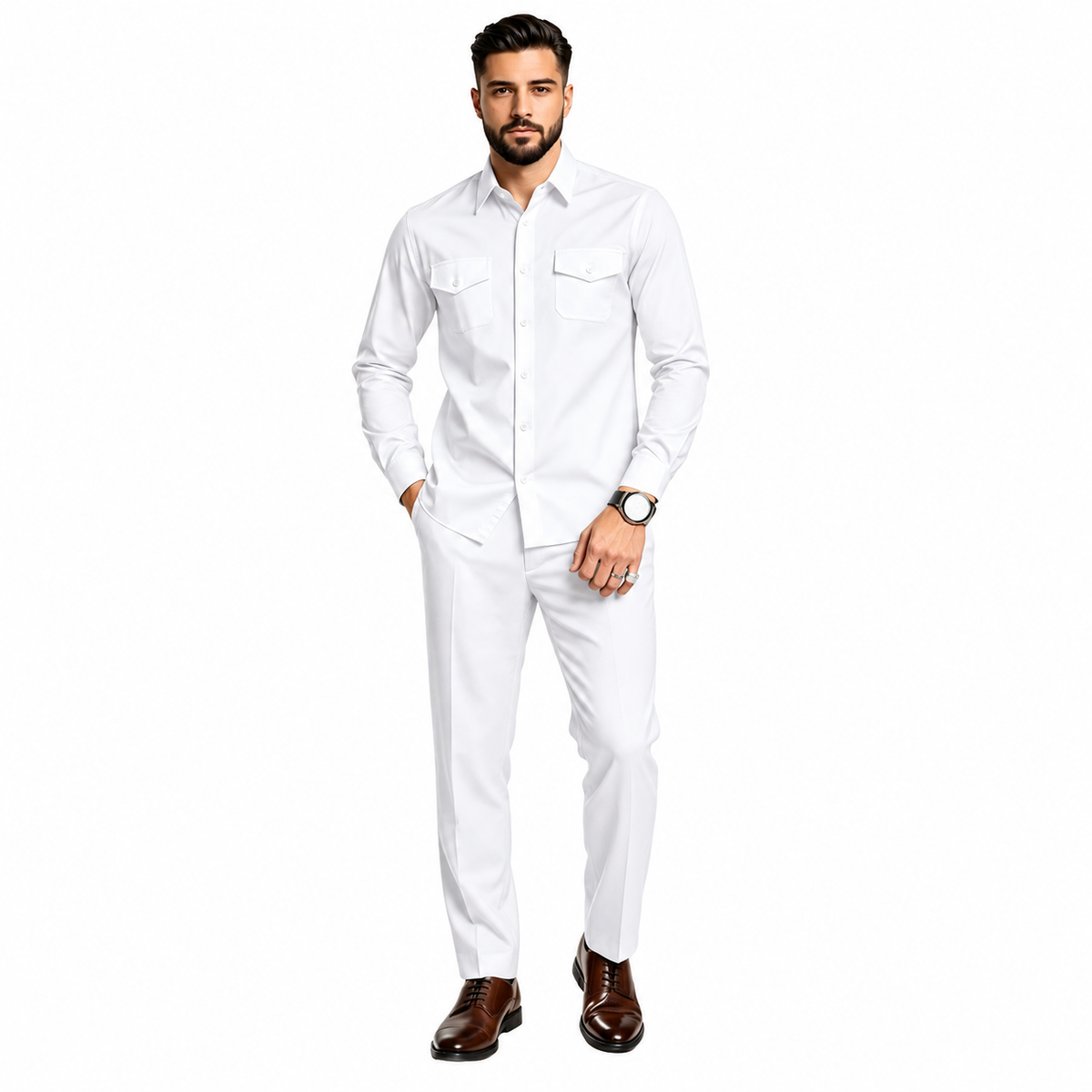 Men’s Two-Piece Matching Shirt & Pants Set – Casual Everyday Outfit