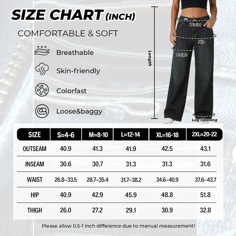 Women's Low Rise Baggy Jeans – 90s Wide Leg Denim