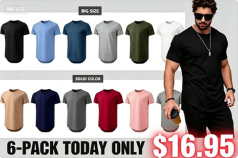 🔥🔥Men's Cotton Hipster Hip Hop Longline Crewneck T-Shirt