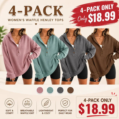 Women’s Oversized V-Neck Hoodie – Relaxed Button Pullover with Side Slits