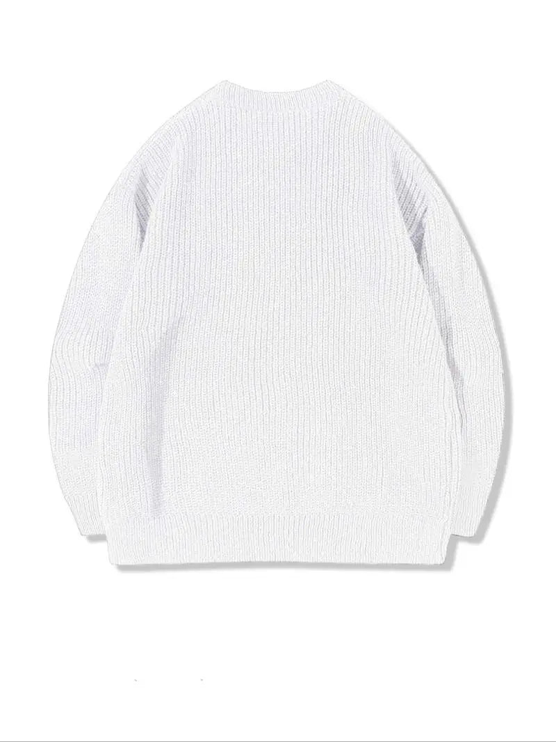 Men's Solid Drop Shoulder Cable Knit Sweater