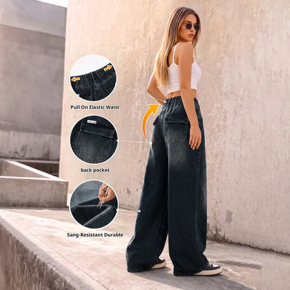 Women's Low Rise Baggy Jeans – 90s Wide Leg Denim