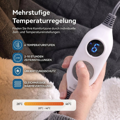 🔥 Beheizbare Kuscheldecke mit Fußtaschen & weichem Sherpa-Futter – tragbar, mit Überhitzungsschutz & Auto-Abschaltung 🔥