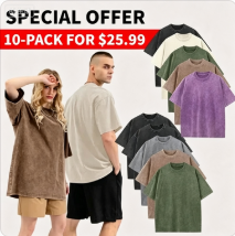 Men’s Plus Size 100% Cotton Acid Wash Oversized Heavyweight Vintage T-Shirt