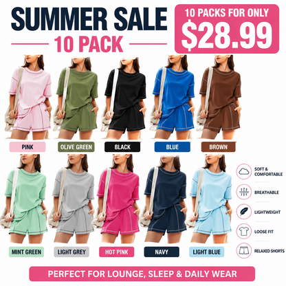 Women's Casual Summer 100% Cotton 2 Piece Sets