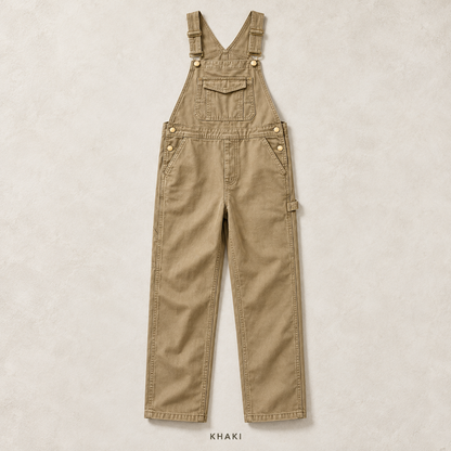 Men's Heavyweight Cotton Denim Overalls Relaxed Fit Straight Leg Dungarees with Multi Pocket Utility
