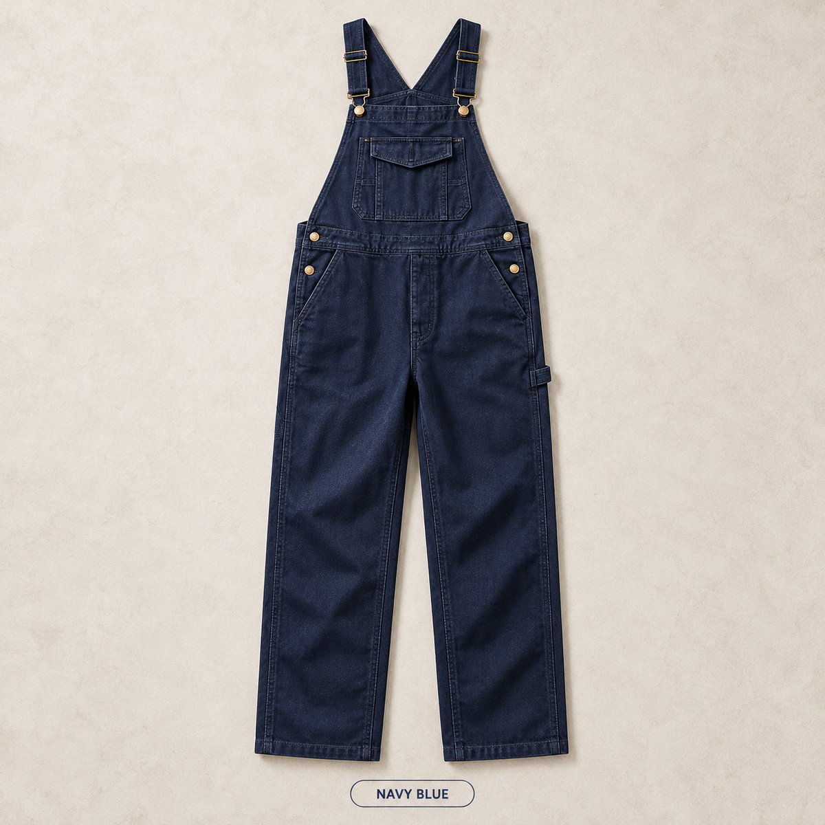 Men's Heavyweight Cotton Denim Overalls Relaxed Fit Straight Leg Dungarees with Multi Pocket Utility