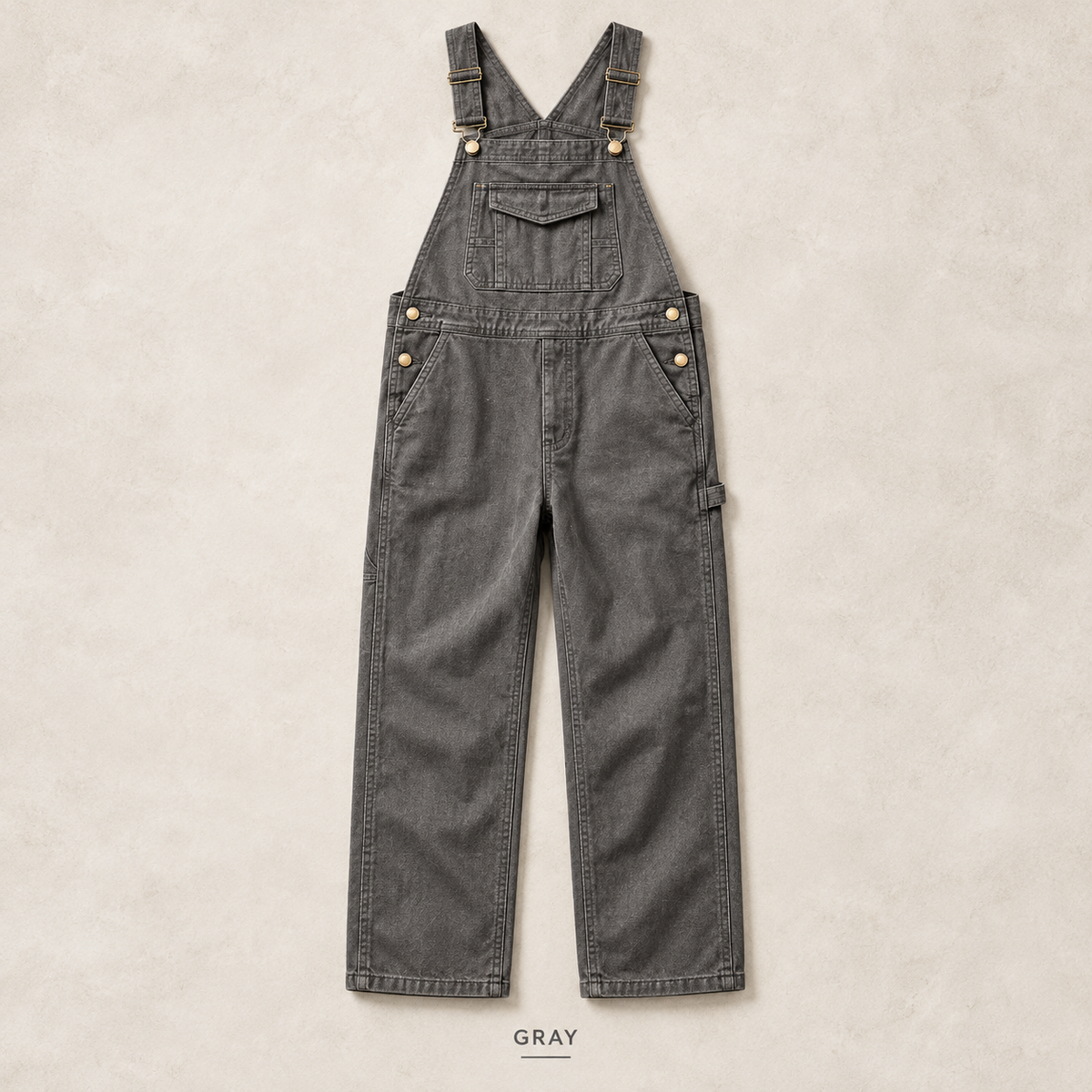 Men's Heavyweight Cotton Denim Overalls Relaxed Fit Straight Leg Dungarees with Multi Pocket Utility