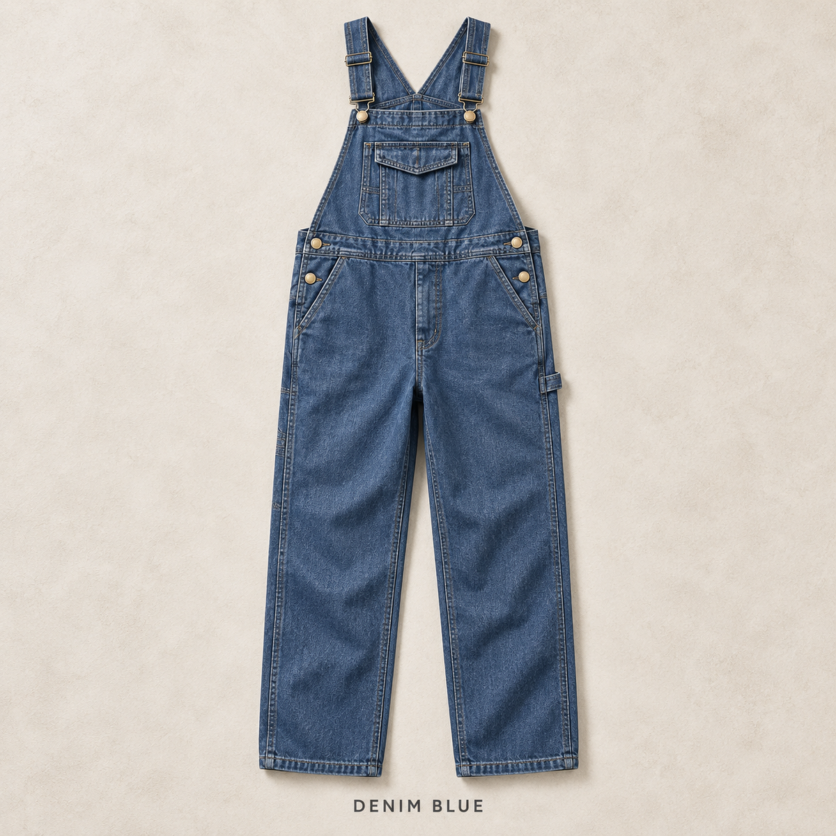 Men's Heavyweight Cotton Denim Overalls Relaxed Fit Straight Leg Dungarees with Multi Pocket Utility