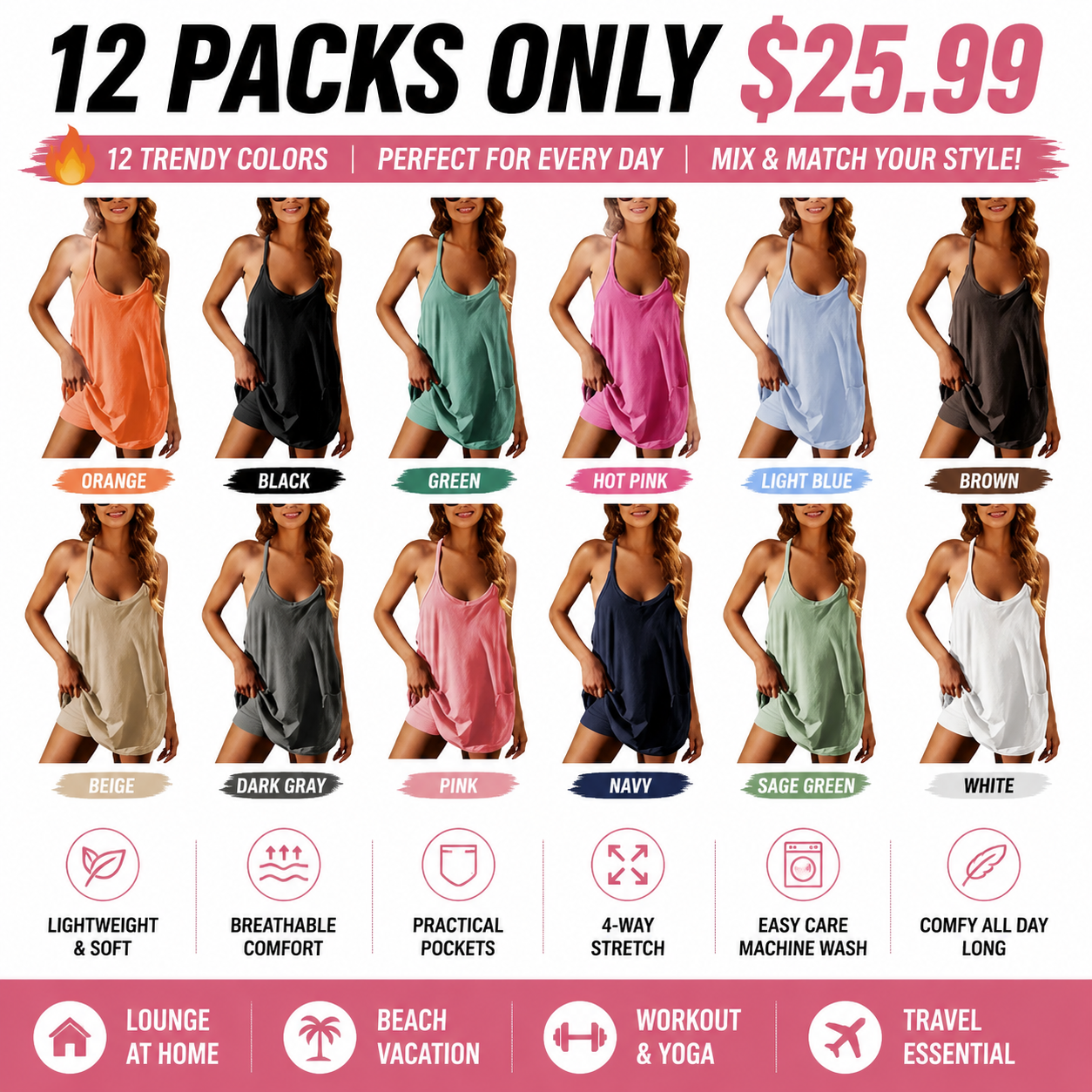 💝Last Day Promotion⚡Women's Athletic Sleeveless Mini Dress