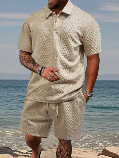 Men's Summer Casual Polo Shirt and Shorts Set