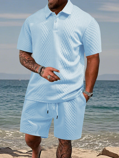 Men's Summer Casual Polo Shirt and Shorts Set