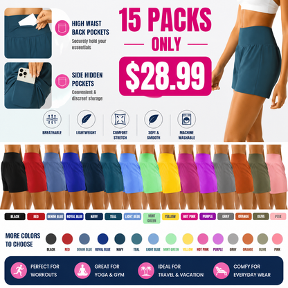 🔥Last Day Promotion!Super High Waisted Back Pocket & Side Hidden Pocket 2-in-1 Yoga Shorts