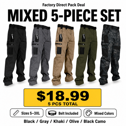 Men's Ripstop Multi-Pocket Tactical Pants 5-Piece & 10-Piece Set