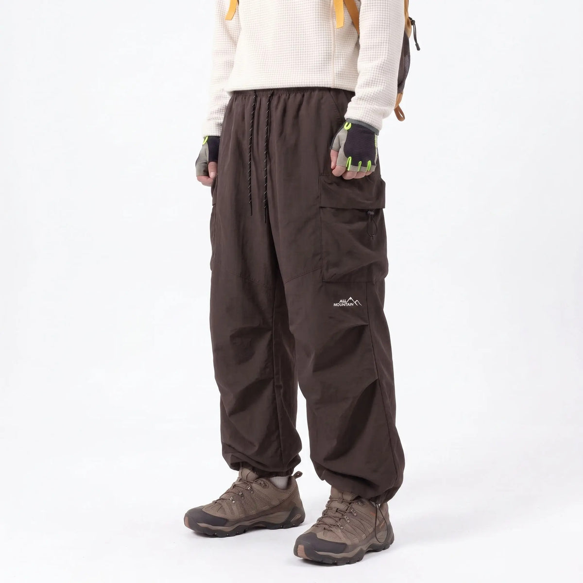 Unisex Baggy Parachute Cargo Pants Lightweight Water Resistant Elastic Waist Gorpcore Streetwear Trousers with Pockets