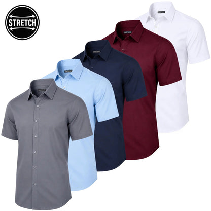 Men's 5 Pack Short Sleeve Stretch Dress Shirt