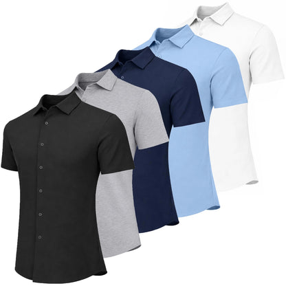 Men's 5 Pack Short Sleeve Stretch Dress Shirt