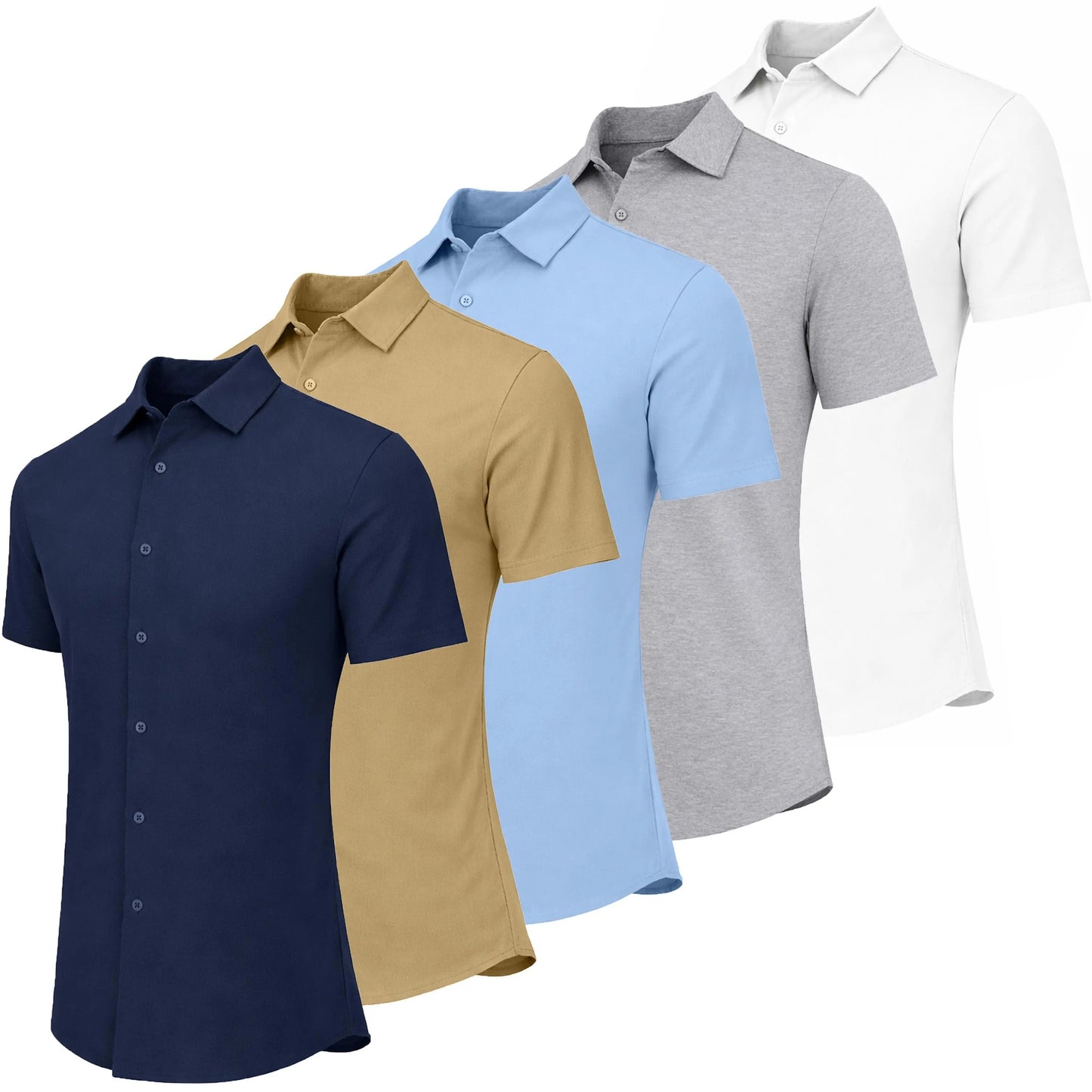 Men's 5 Pack Short Sleeve Stretch Dress Shirt