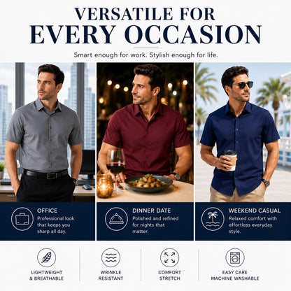Men's 5 Pack Short Sleeve Stretch Dress Shirt