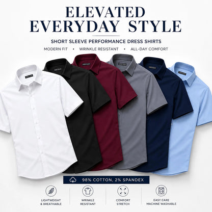 Men's 5 Pack Short Sleeve Stretch Dress Shirt