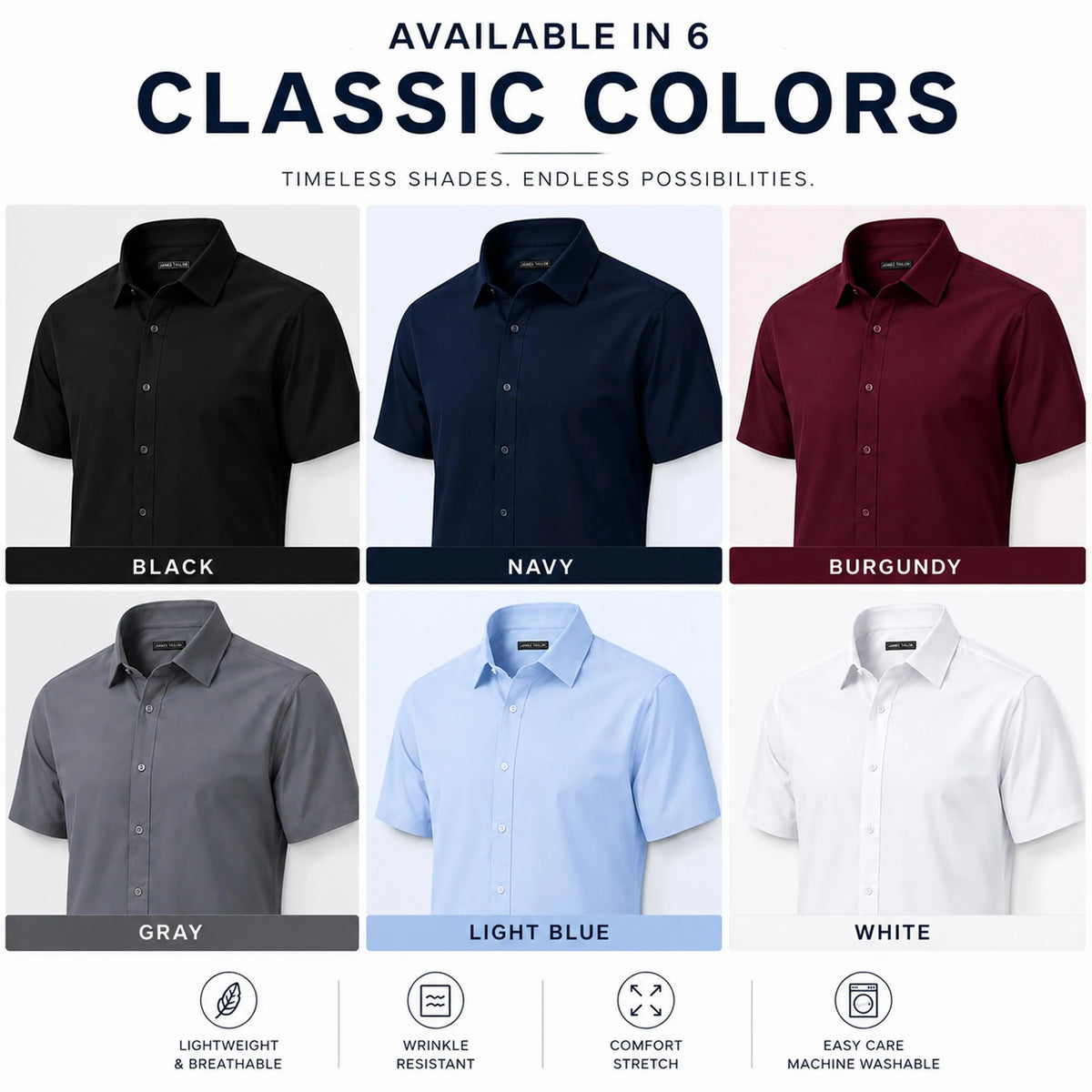 Men's 5 Pack Short Sleeve Stretch Dress Shirt