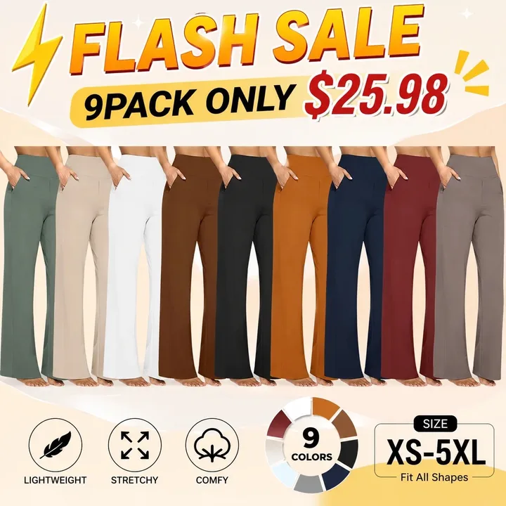 🌞Summer Hot Sale🔥Women's High-Waisted Loose Business Casual Yoga Pants with Pockets