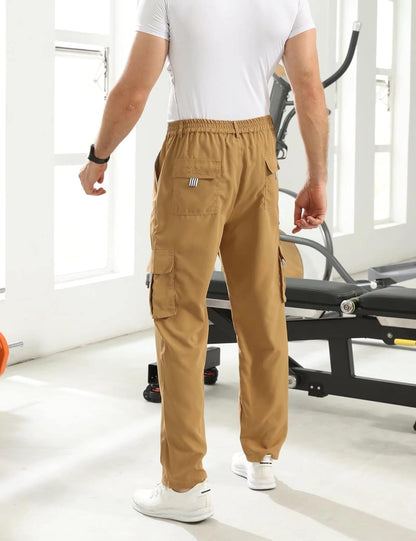 Men's Loose Solid Color All-match Pocket Drawstring Waist Overalls