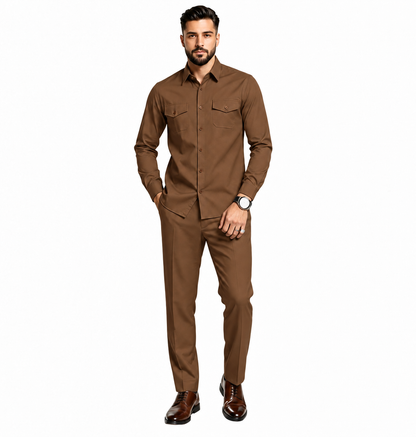 Men’s Two-Piece Matching Shirt & Pants Set – Casual Everyday Outfit