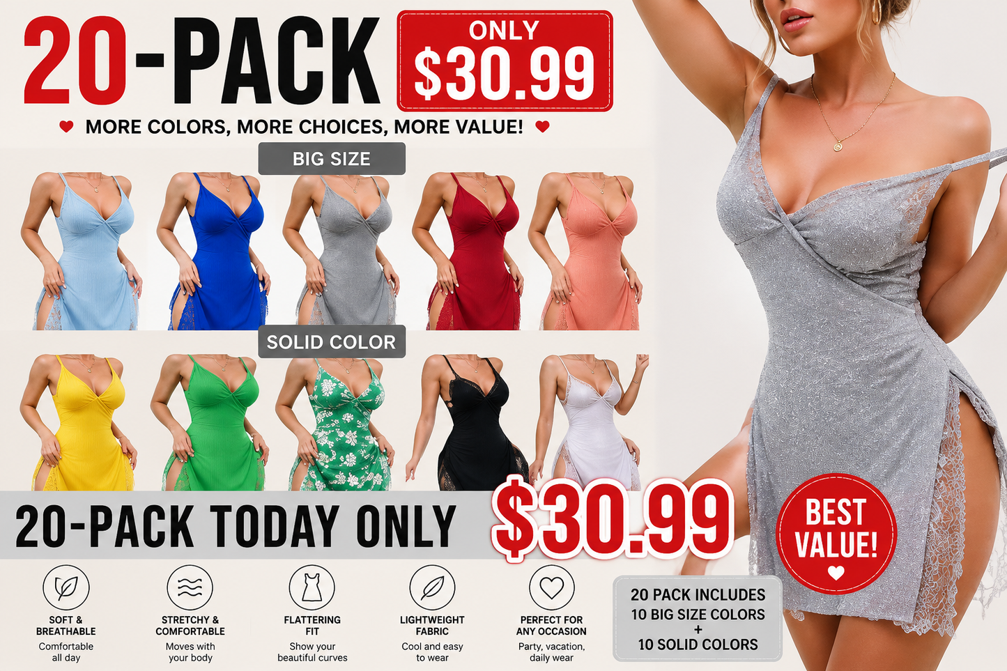 💝Last Day Promotion⚡Lace Trim Slit Bowknot Decor Sleep Dress Lingerie Party Sleeveless Low Cut Breathable