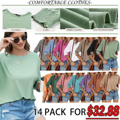 ⏰Hot Sale-2025  Tops 3/4 Sleeve T-Shirts Cute Crewneck Tees Blouses