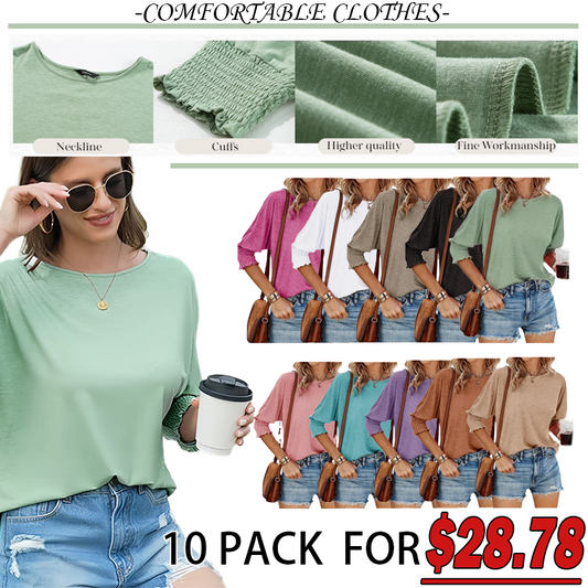 ⏰Hot Sale-2025  Tops 3/4 Sleeve T-Shirts Cute Crewneck Tees Blouses