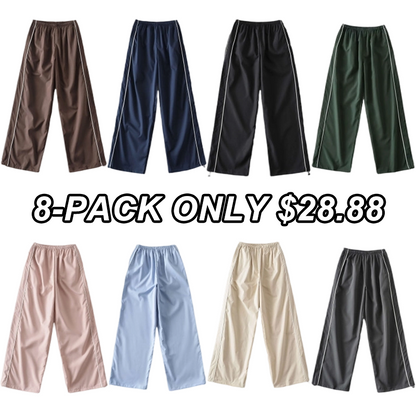 Women's Parachute Wideleg Pants Baggy Y2K Elastic Waist Wide Leg Track Pants Trousers Casual