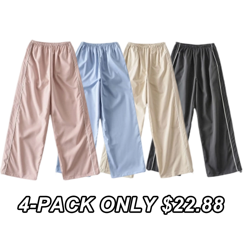 Women's Parachute Wideleg Pants Baggy Y2K Elastic Waist Wide Leg Track Pants Trousers Casual