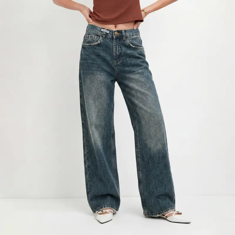 Women's Low Rise Baggy Jeans – 90s Wide Leg Denim
