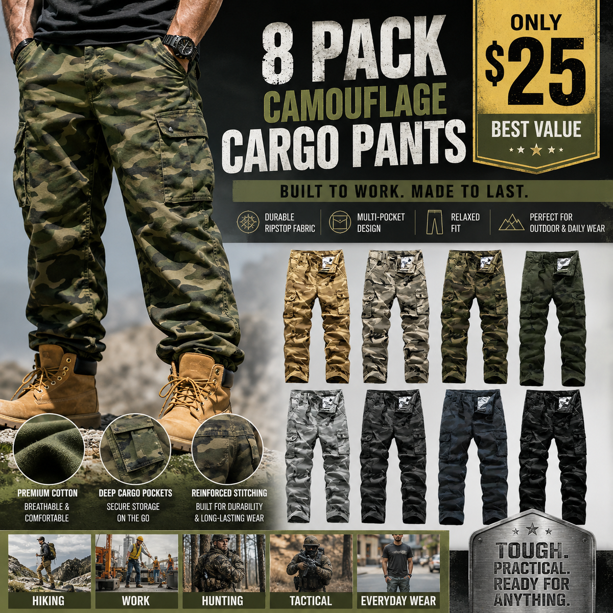 Men’s practical camouflage cargo pant