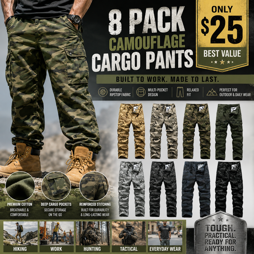 Men’s practical camouflage cargo pant