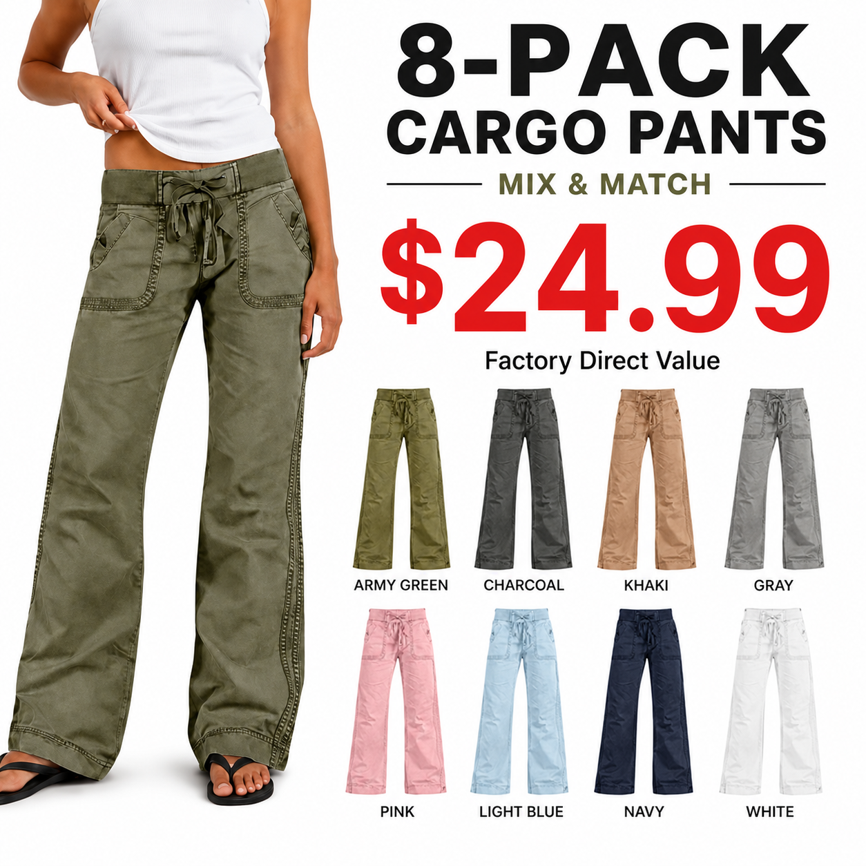 ⚡FINAL SALE⚡- 8 PACK  women-s-high-stretch-mid-rise-straight-pants