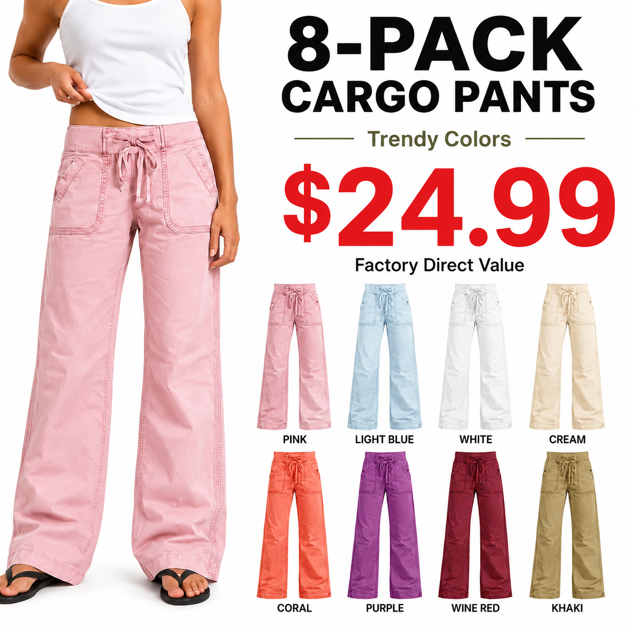 ⚡FINAL SALE⚡- 8 PACK  women-s-high-stretch-mid-rise-straight-pants
