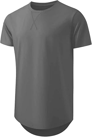 🔥🔥Men's Cotton Hipster Hip Hop Longline Crewneck T-Shirt
