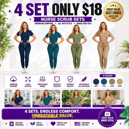 Women's Daily Wear Two-Piece Outfit, Anti-Pilling Lightweight Breathable Multi-Pocket Top & Side Pocket Jogger Pants