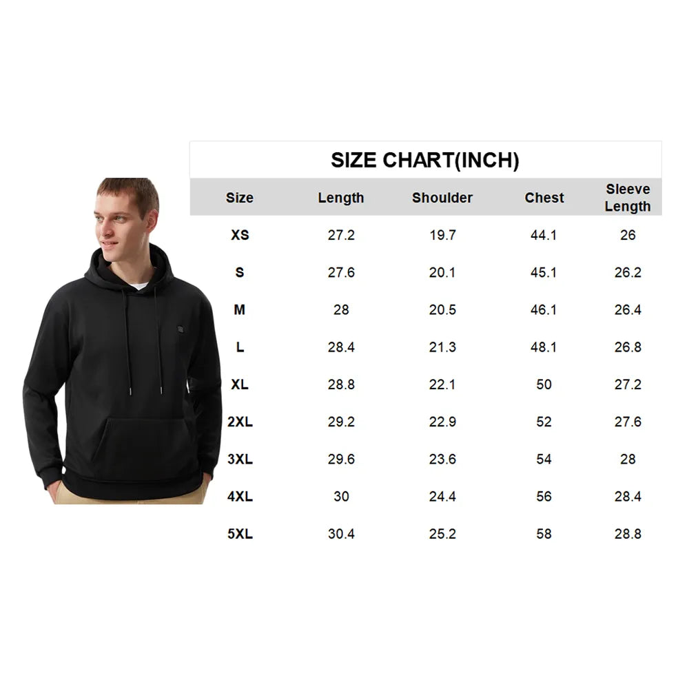 Heated Hoodie for Men – Fleece Lined, Electric Thermal Sweatshirt