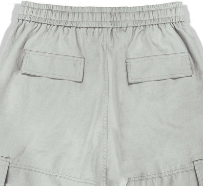 Men's Loose Solid Color All-match Pocket Drawstring Waist Overalls