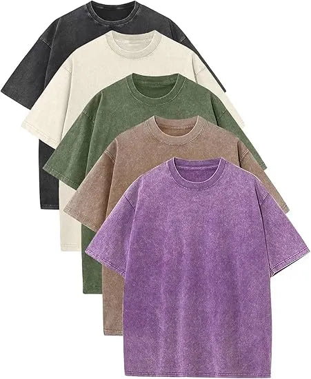 Men’s Plus Size 100% Cotton Acid Wash Oversized Heavyweight Vintage T-Shirt