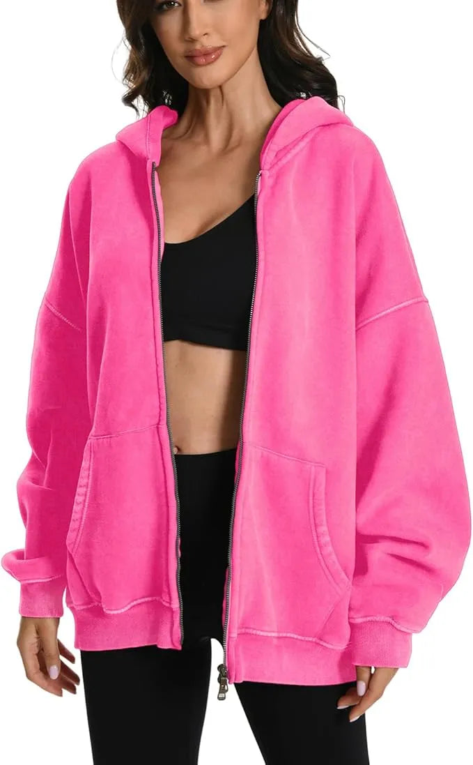 Women’s Washed Heavyweight Double Zipper Hoodie