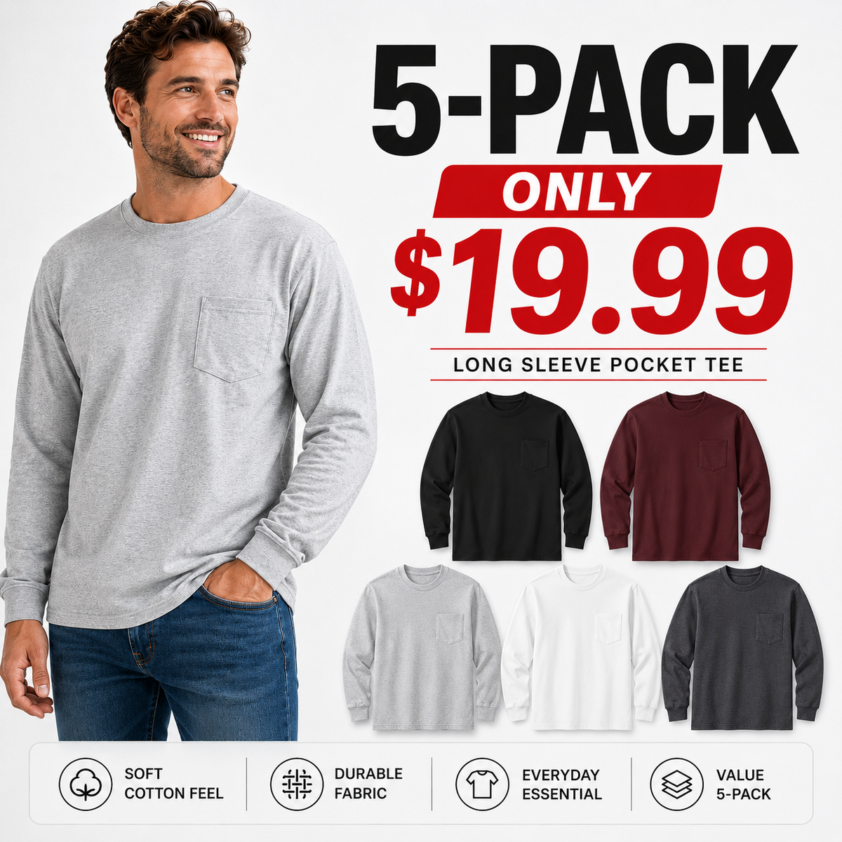 🔥Classic Heavyweight Pocket Work Tee – Relaxed Fit, Built for Everyday Work