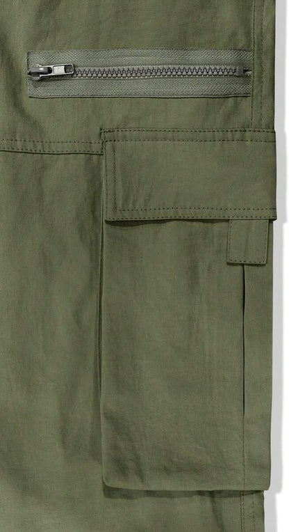Men's Loose Solid Color All-match Pocket Drawstring Waist Overalls
