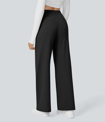 High Waisted Side Pocket Straight Leg Work Pants