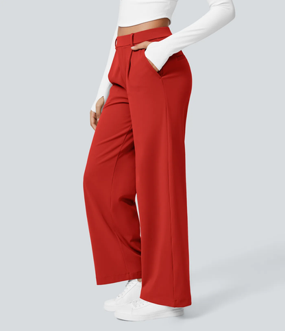 High Waisted Pocket Straight Leg Work Pants