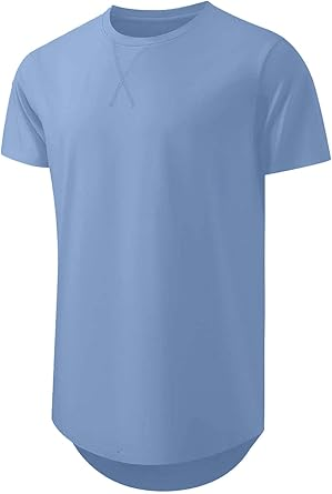 🔥🔥Men's Cotton Hipster Hip Hop Longline Crewneck T-Shirt