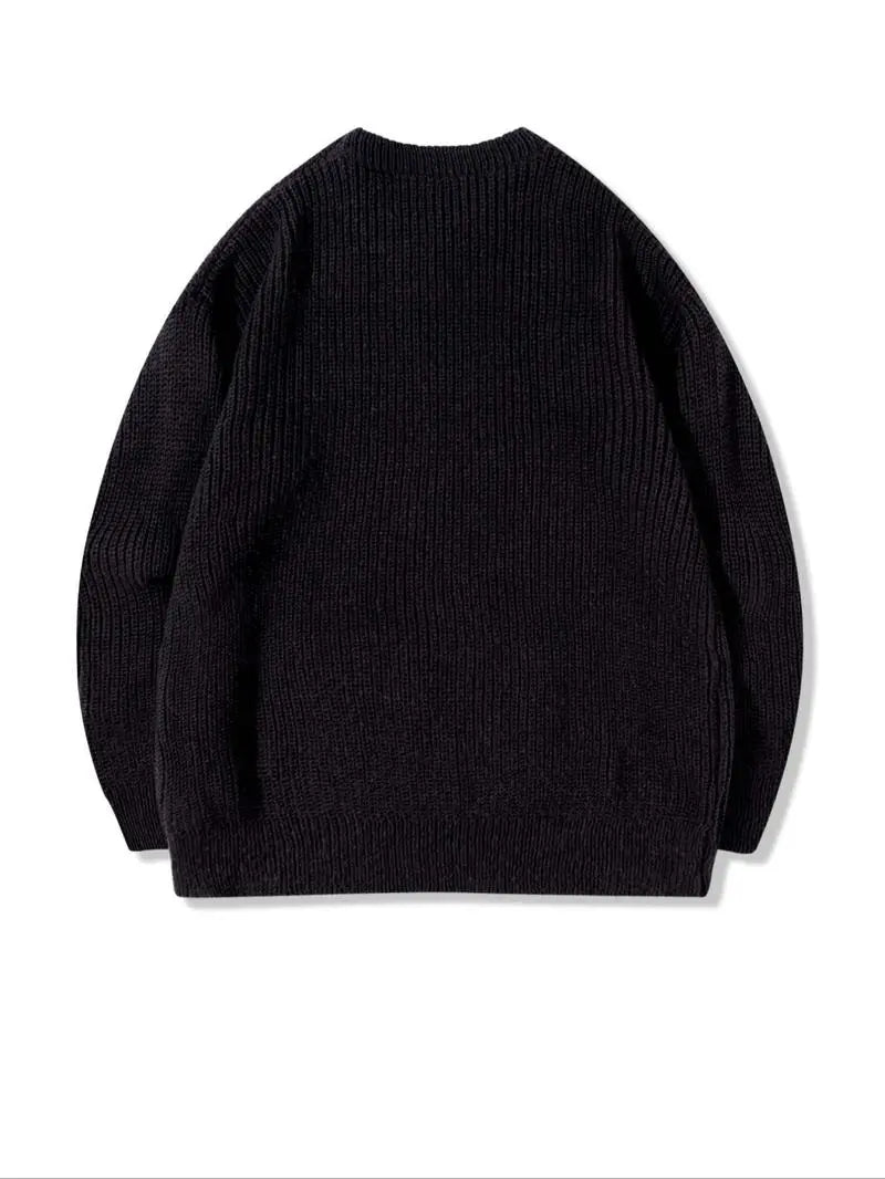 Men's Solid Drop Shoulder Cable Knit Sweater